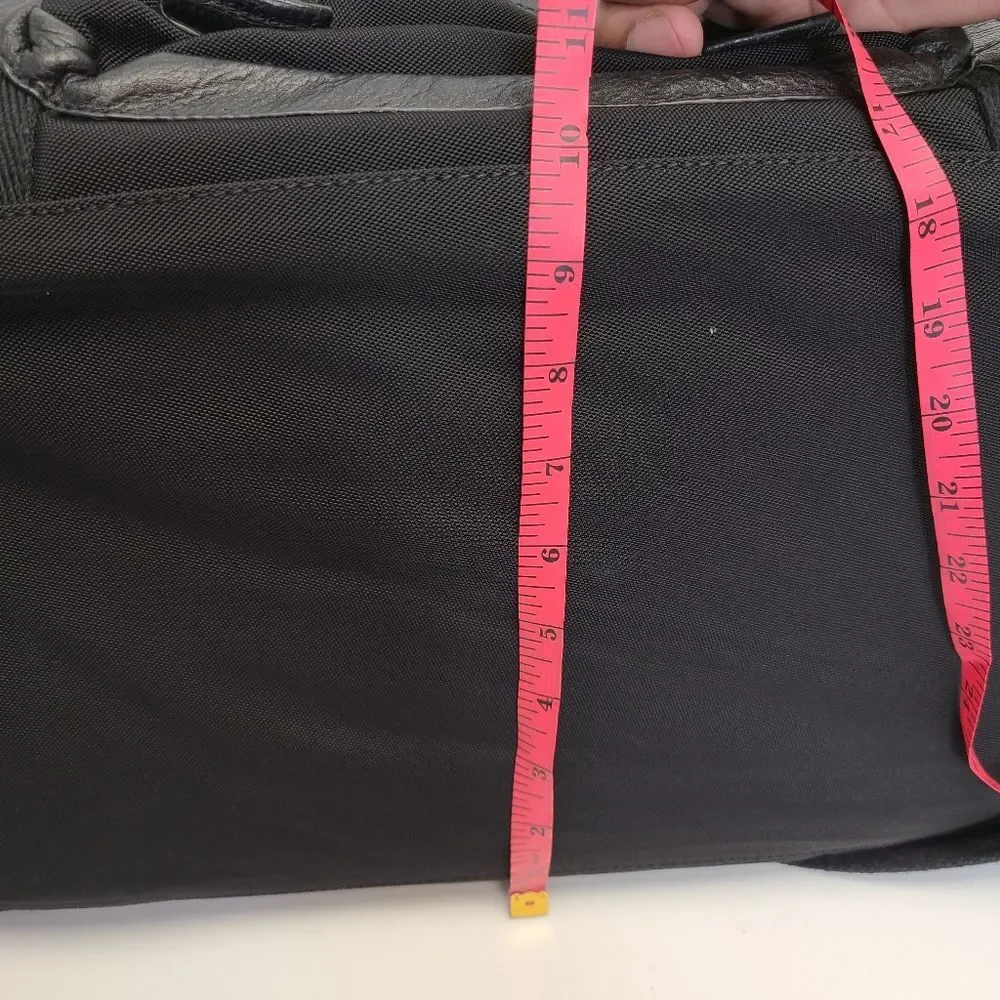 Banana Republic Large Black Canvas Leather Trim Duffle Weekender Travel Bag